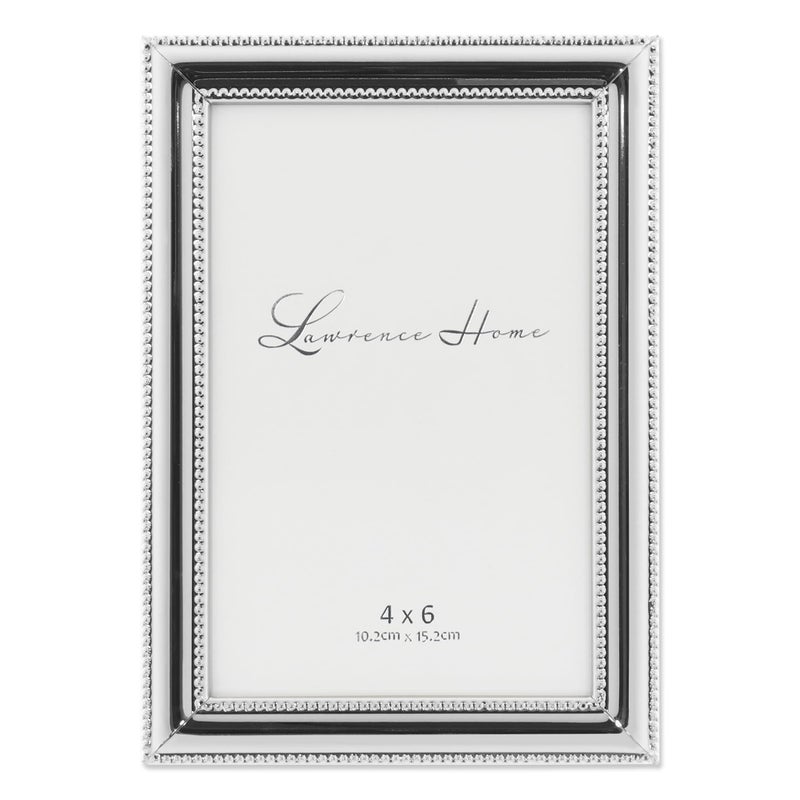 Lawrence Frames 510746 4x6 Metal Picture Frame Silver-Plate with Delicate Beading